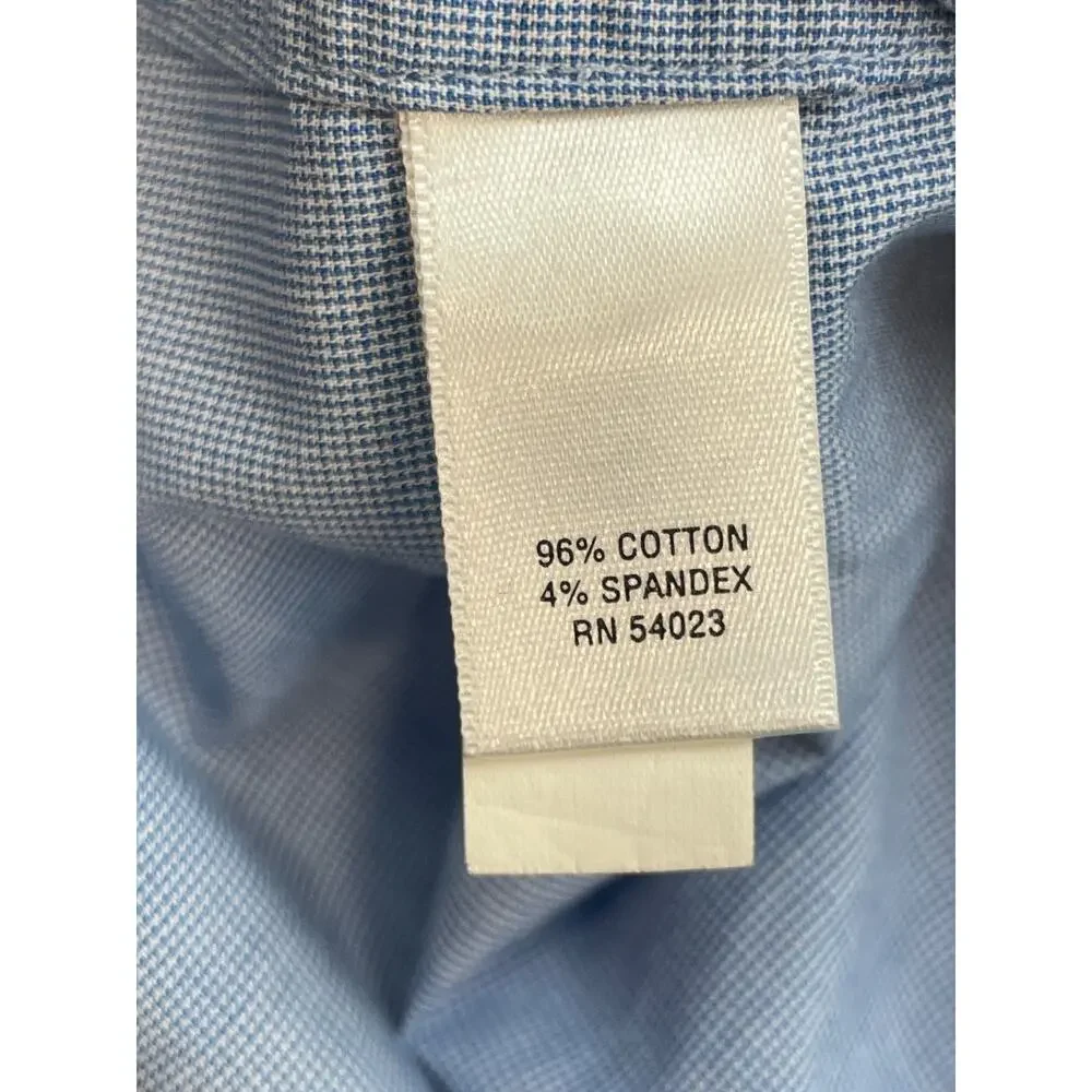 Banana Republic‎ Shirt Mens XL Blue Cotton Blend Stretch Short Sleeve Button Up